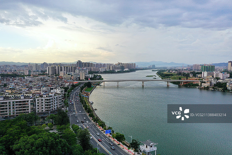 广东省河源市源城区龟峰公园龟峰塔河源博物馆航拍图片素材