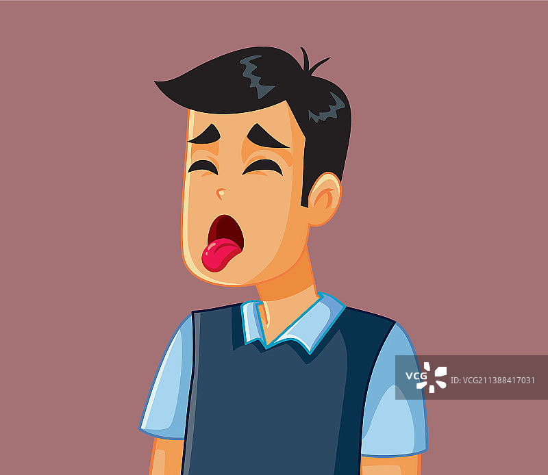 卡通人物：厌恶的男人伸出舌头图片素材