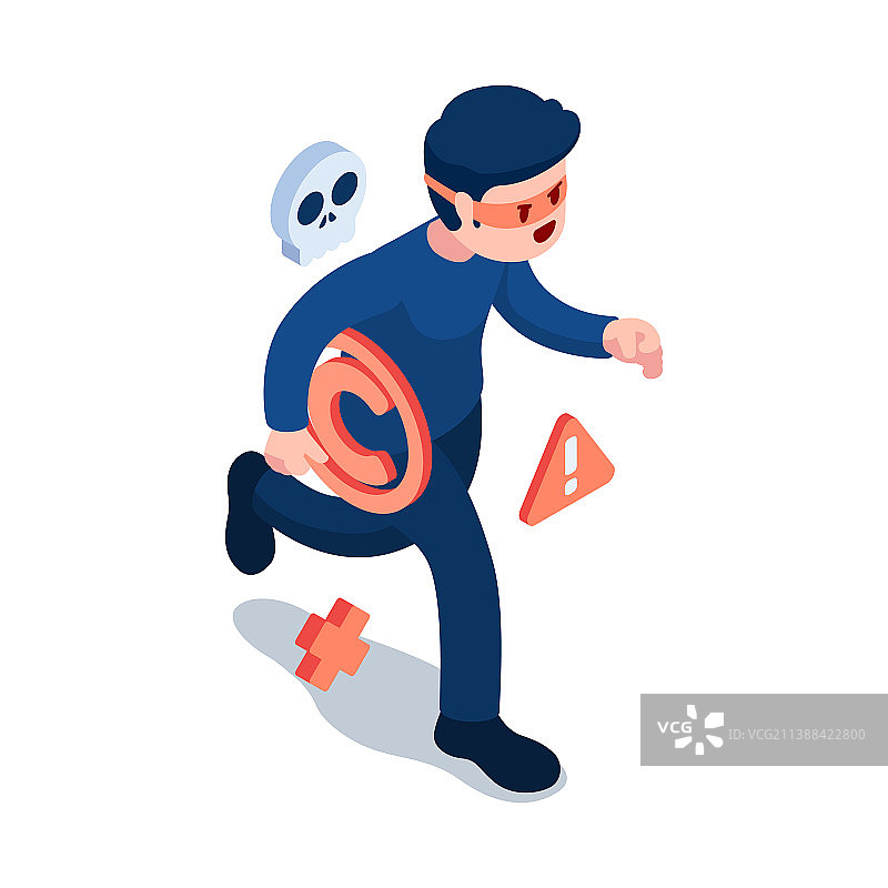 2.5D小偷盗取版权符号图片素材