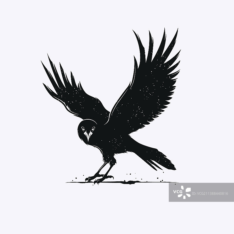 正面乌鸦剪影图片素材