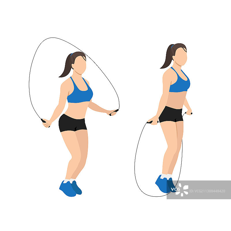 女人跳绳有氧运动图片素材
