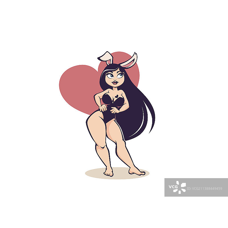 复古风卡通兔女郎图片素材