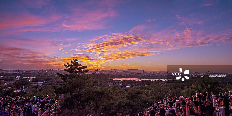 景山晚霞全景图图片素材