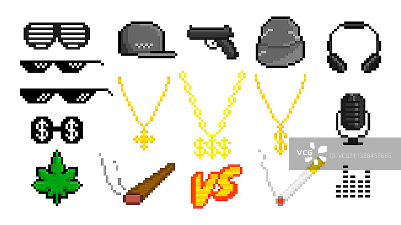 说唱歌手流行像素事物集图片素材