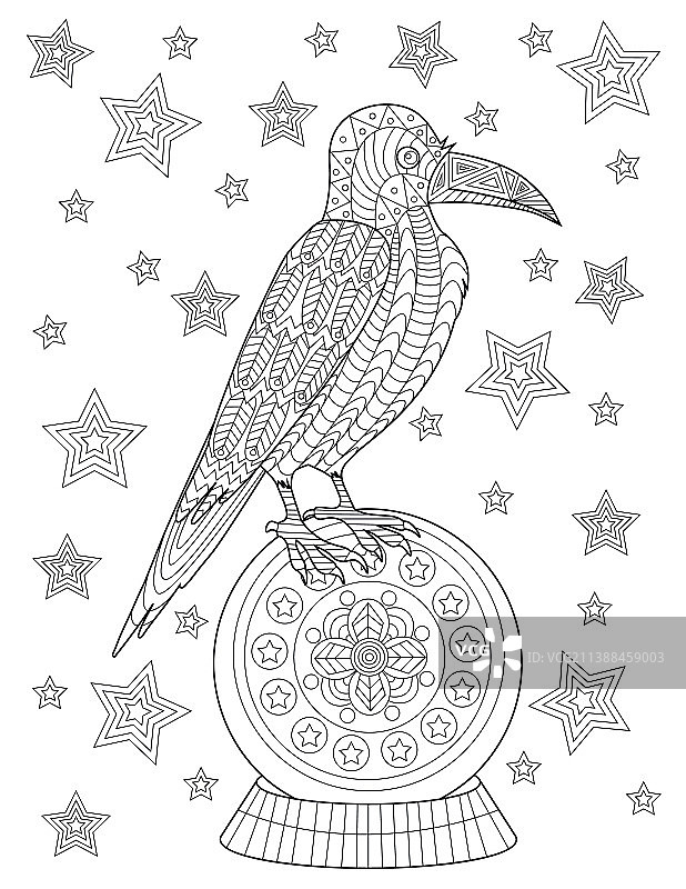 站在水晶球上的乌鸦图片素材