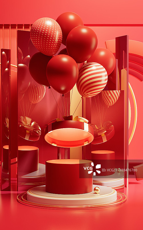 礼物盒与创意背景3D渲染图片素材