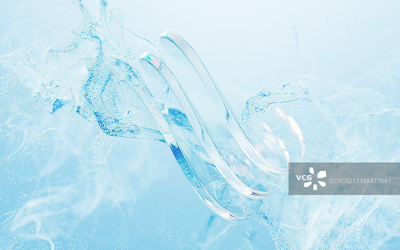 透明玻璃曲面背景3D渲染图片素材