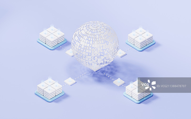 服务器与全球化概念3D渲染图片素材