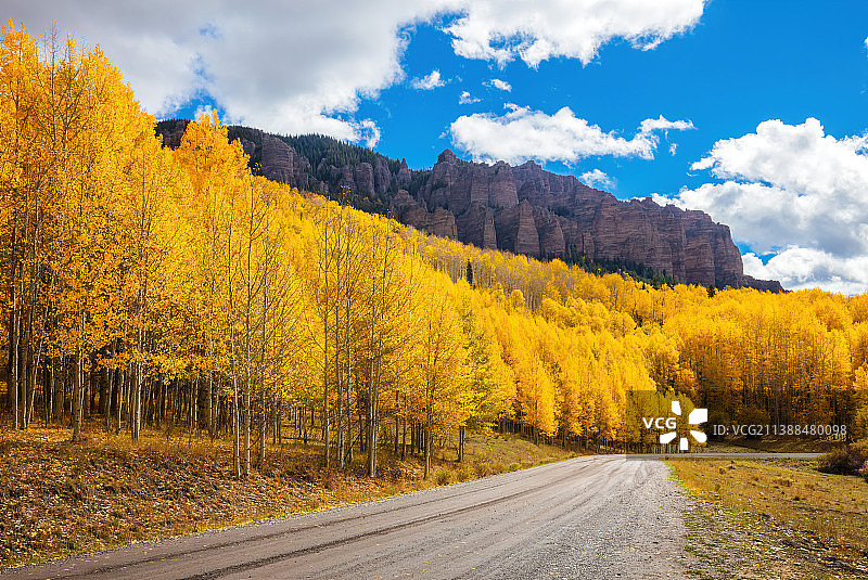 美国科罗拉多州Owl Creek Pass的秋色风光图片素材