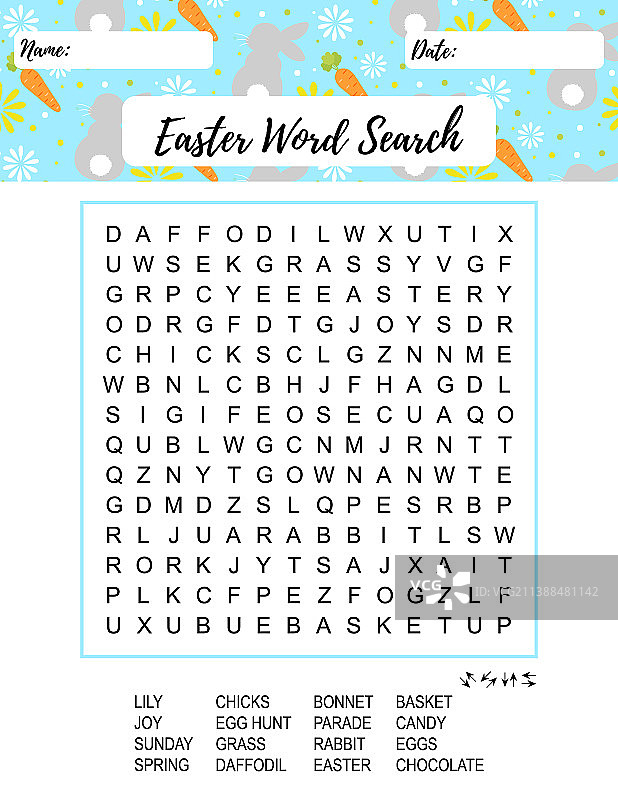 复活节主题单词搜索游戏图片素材