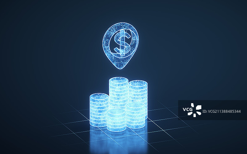 金钱符号与金融概念3D渲染图片素材
