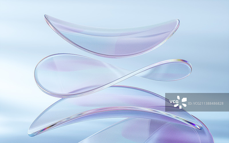 透明渐变玻璃曲面3D渲染图片素材