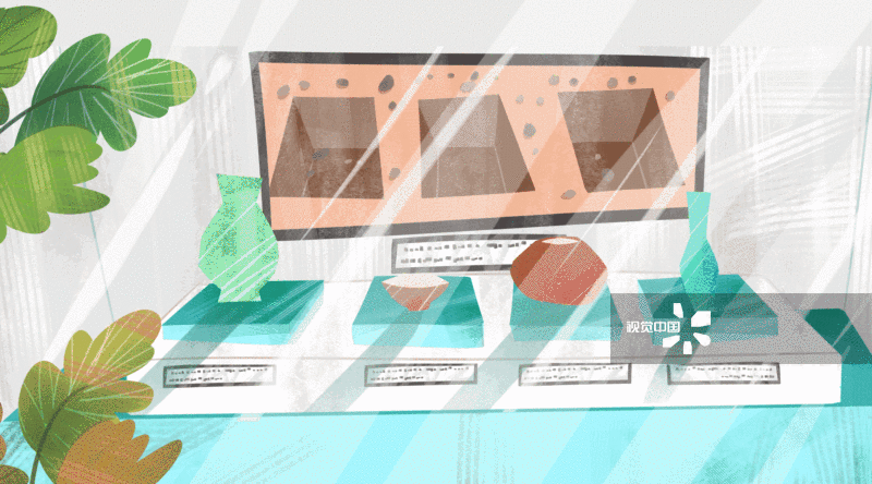 博物馆参观插画-GIF动图图片素材