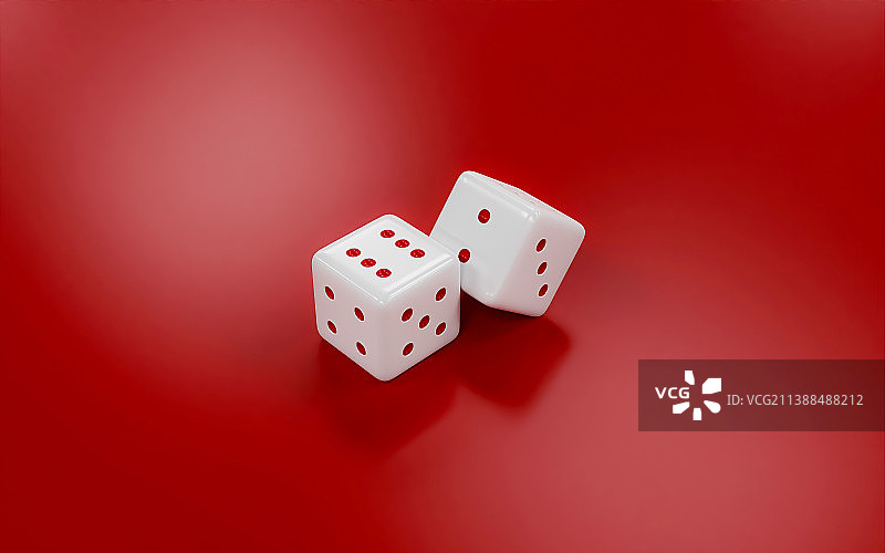 白色骰子红色背景图片素材
