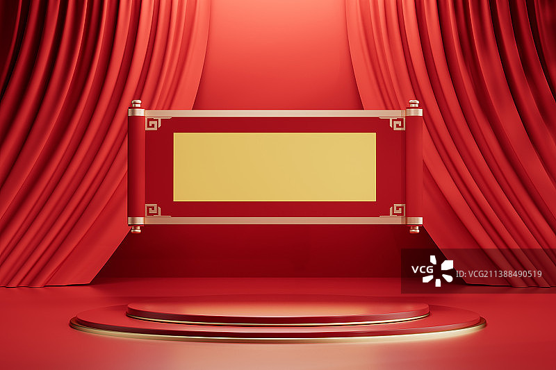 3D渲染的中国风电商展台图片素材