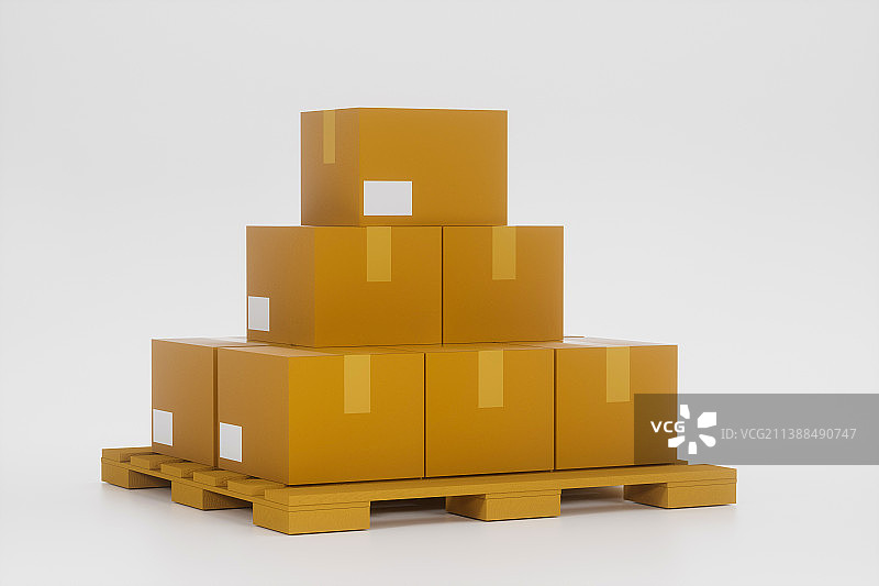 3D渲染的纸箱仓库储存运输概念图片素材
