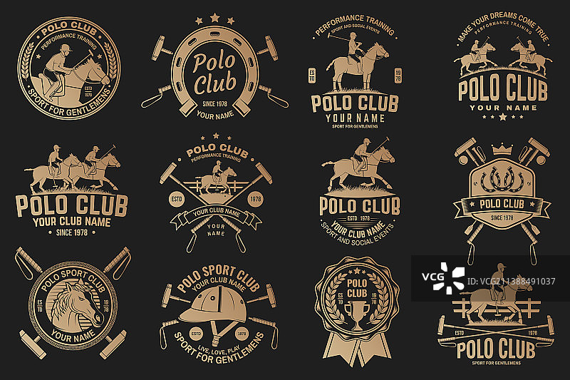 马球俱乐部运动徽章合集图片素材