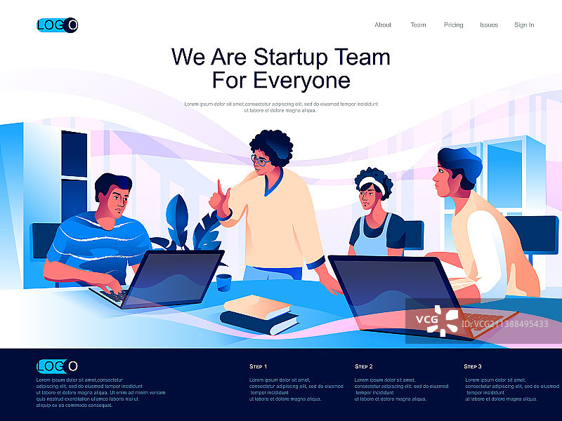 2.5D初创团队着陆页图片素材