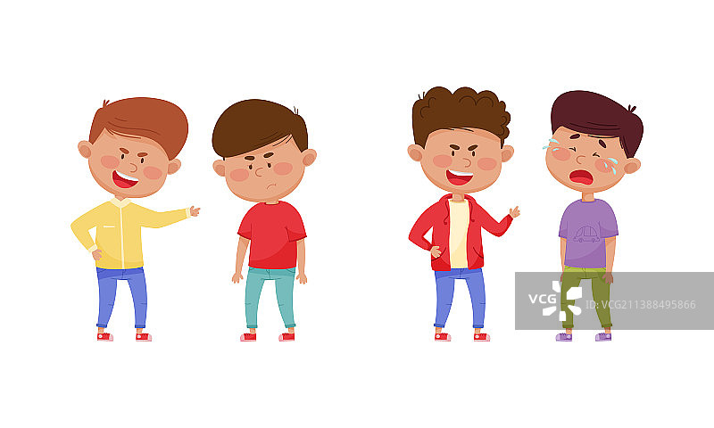 具有攻击性行为的争吵男孩图片素材