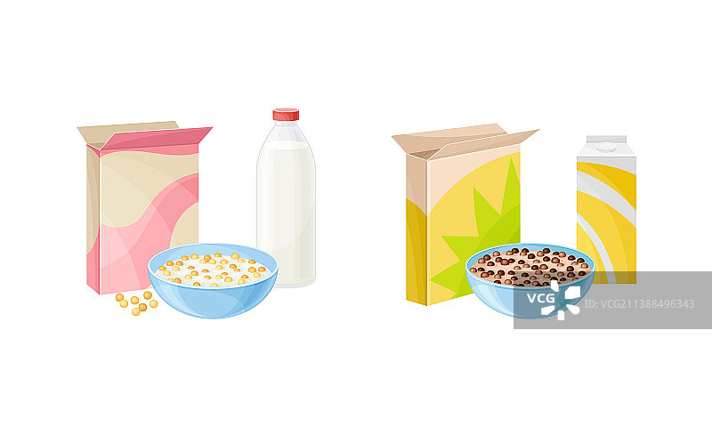 倒入牛奶的松脆麦片早餐图片素材