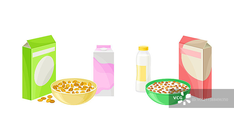 倒入牛奶的松脆麦片早餐图片素材