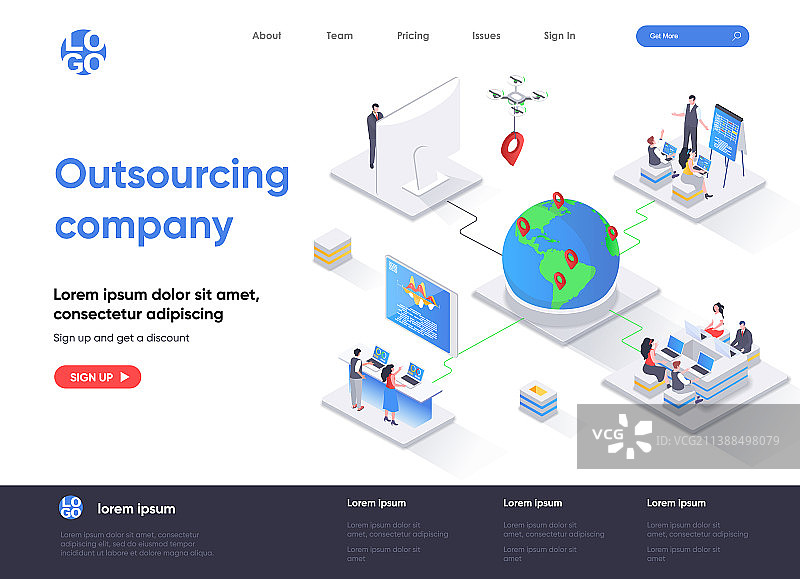 外包公司2.5D着陆页图片素材