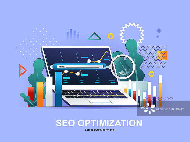 SEO优化扁平概念设计图片素材
