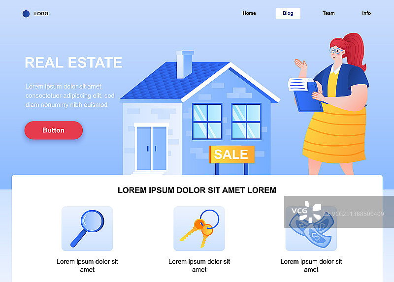 房地产经纪人扁平化登录页图片素材