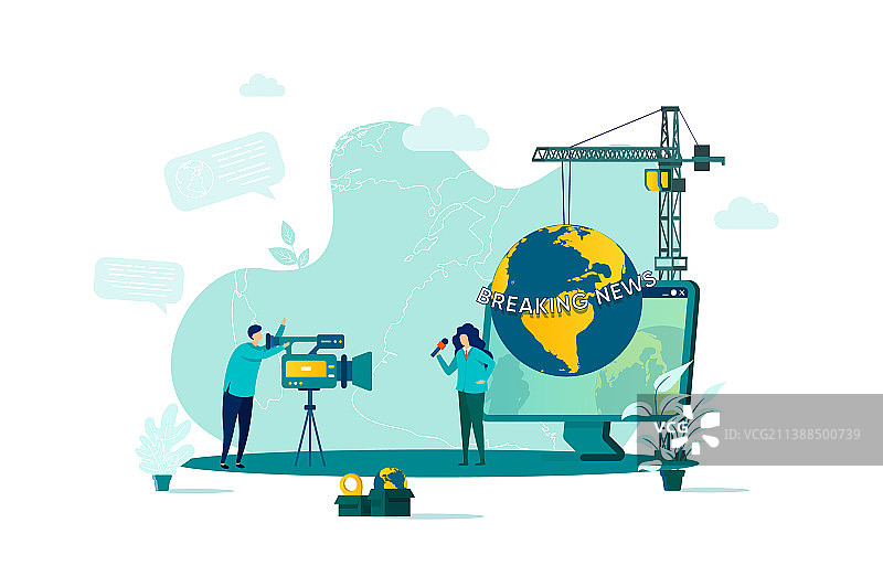 扁平风格的记者概念图片素材