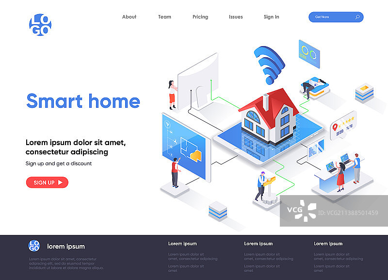 智能家居2.5D着陆页在线家居图片素材