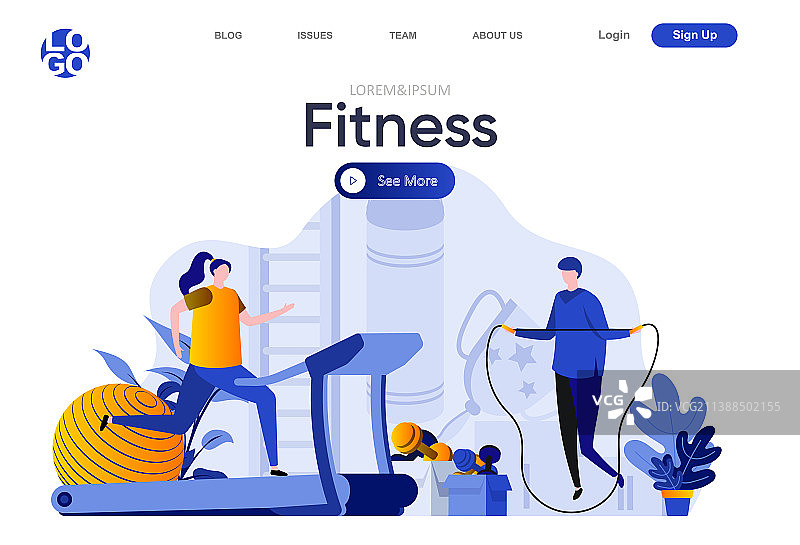 健身主题着陆页：跳绳的男人图片素材