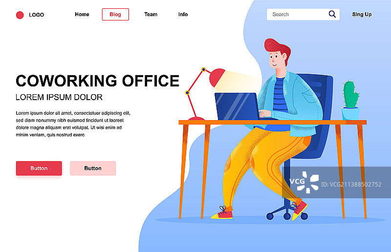 共享办公场所扁平化登录页图片素材