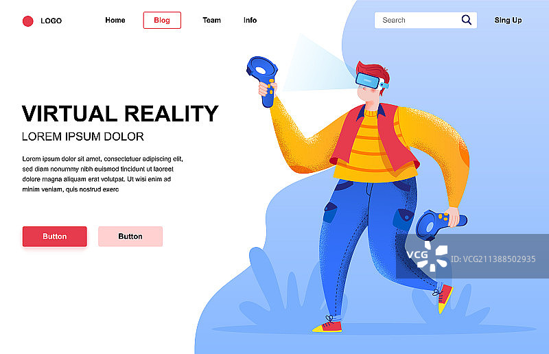 虚拟现实扁平风格着陆页图片素材