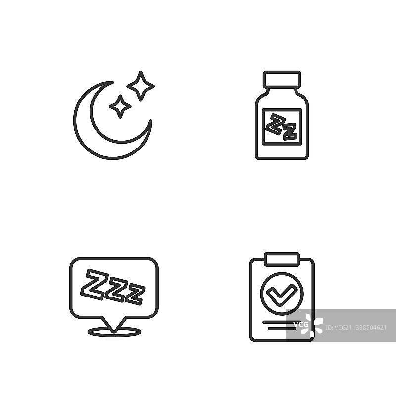 含困倦月亮的医疗处方线条设计图片素材