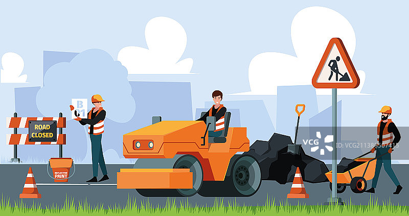 城市街道维修施工技术工作图片素材