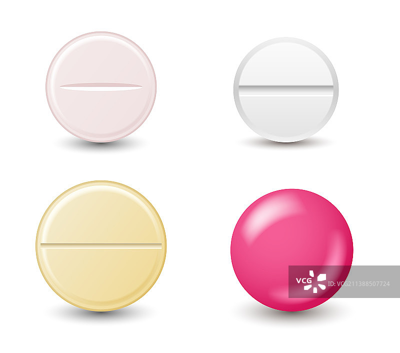 逼真白色药丸或药片图片素材