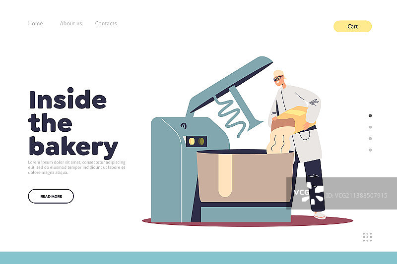 制作面团的面包店着陆页图片素材