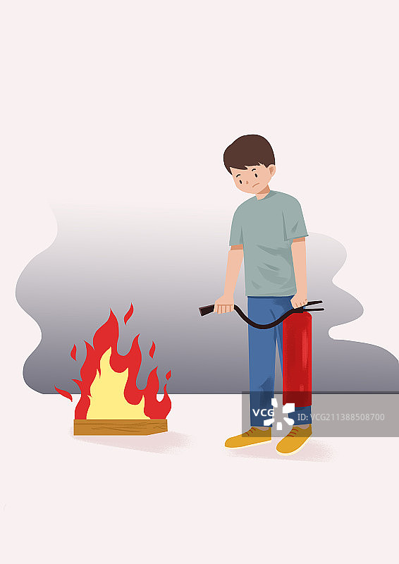消防安全灭火器灭火安全意识科普卡通扁平风插画图片素材