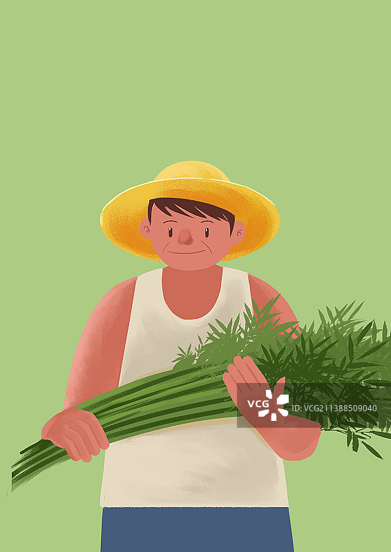 扁平风卡通农民形象可爱插画图片素材