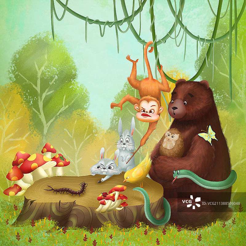 森林动物儿童插画图片素材