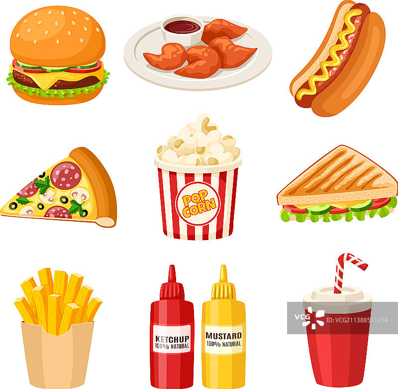 卡通快餐元素垃圾食品图片素材