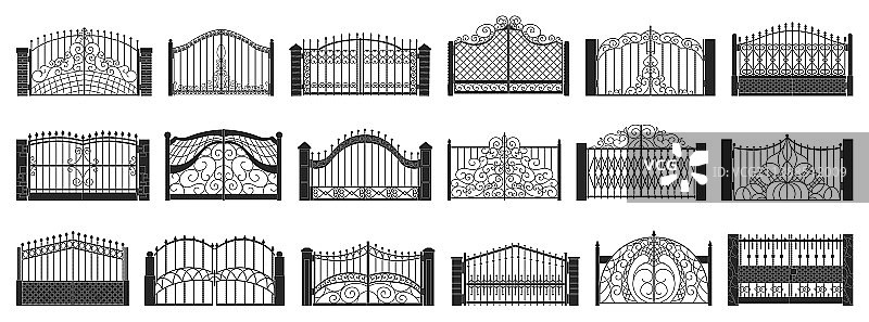 黑色栅栏门隔离图标图片素材