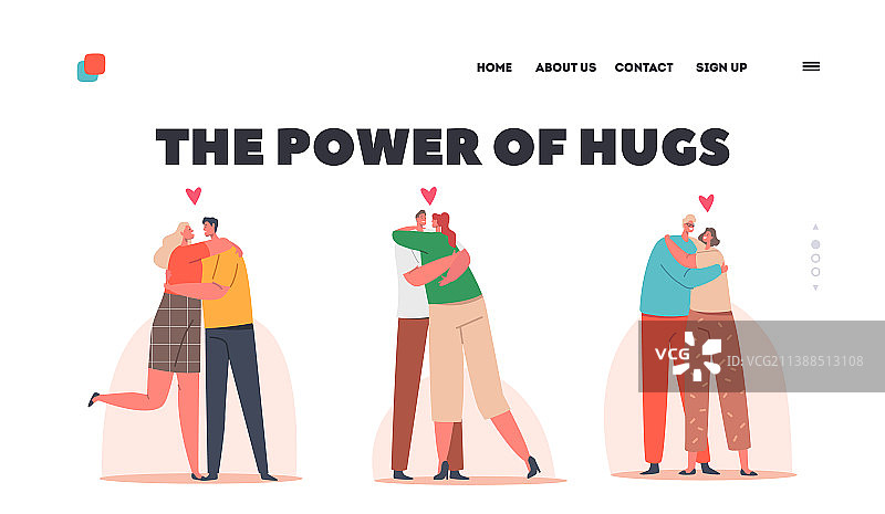 拥抱的力量着陆页模板图片素材