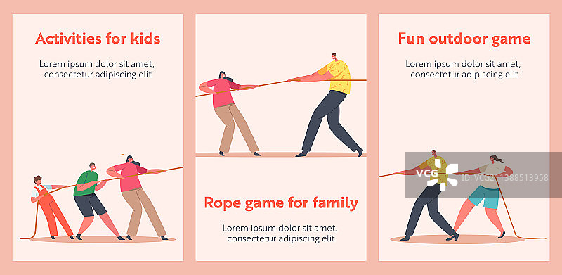 家庭运动卡通banner：爸爸妈妈图片素材