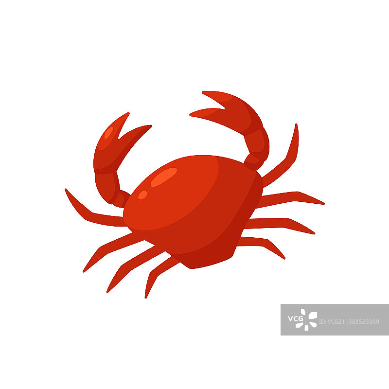 红色螃蟹卡通海洋食品图标图片素材