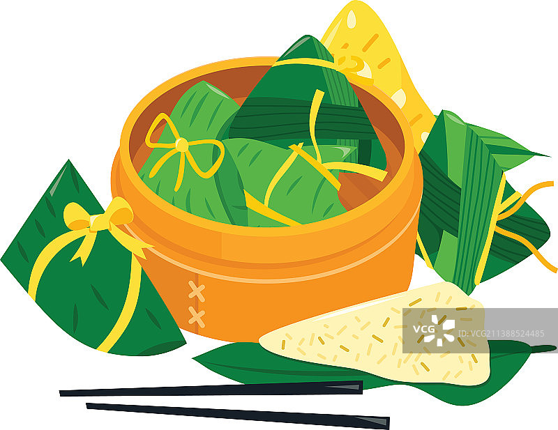 中式粽子竹篮图片素材