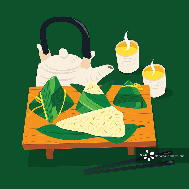 中国粽子和茶图片素材