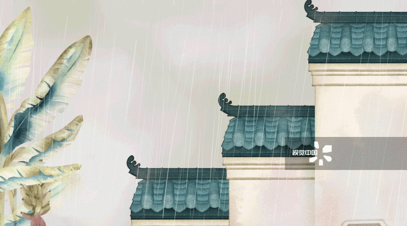 中国风徽派建筑插画-GIF动图图片素材