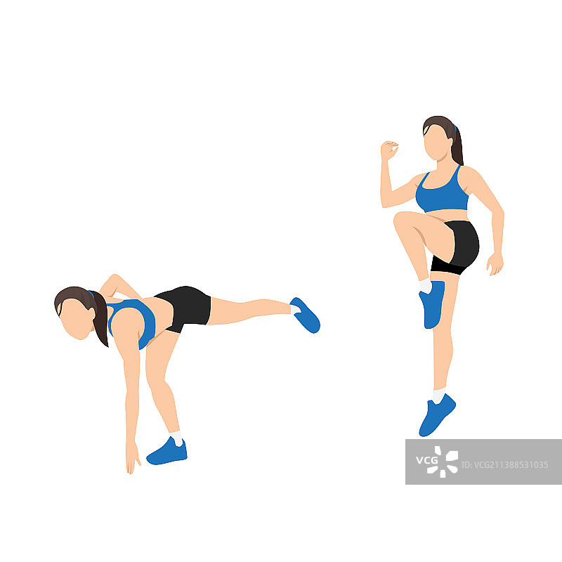 女人做触摸和跳跃练习图片素材