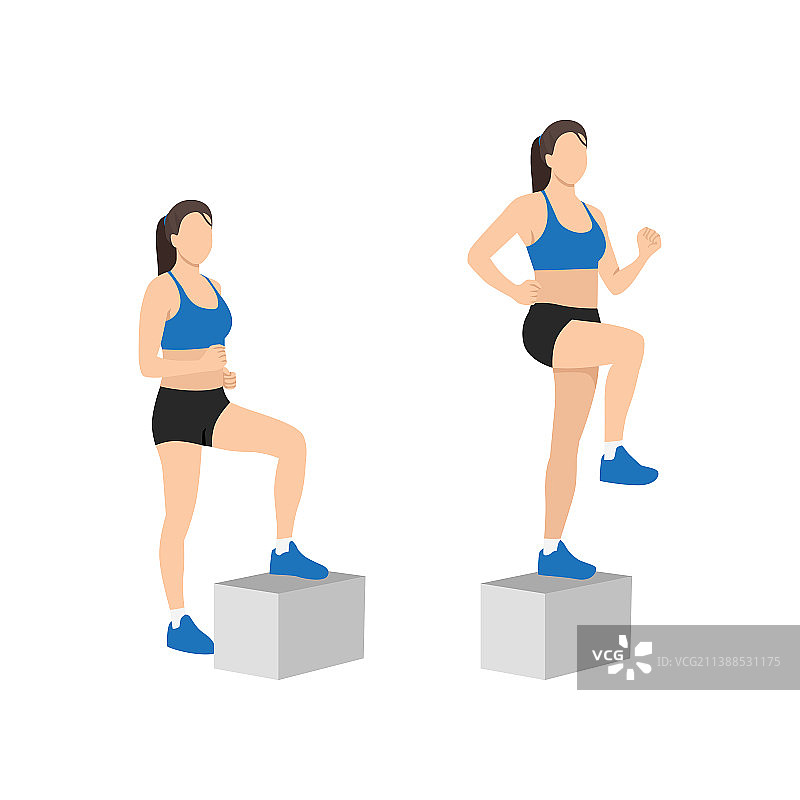 做提膝上步运动的女人图片素材